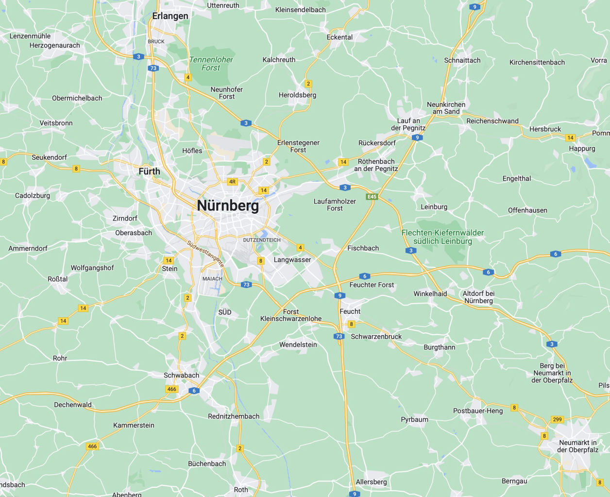 Einzugsgebiet Nürnberg